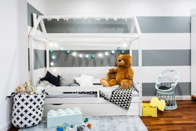 Pat pentru copii Casa Paul - Alb 180x80 cm pat fără spațiu de depozitare