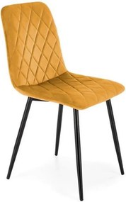 Scaun K525, galben/negru, stofa catifelata/metal, 45x55x89 cm