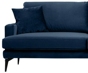 Canapea Fixă AZURRO, 3 locuri, 205x90x85 cm, Velutto-Albastru