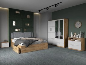 Set mobila dormitor complet Alb/Stejar Adapto C07