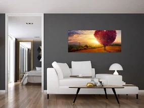 Tablou cu copaci în forma de inimă (120x50 cm)