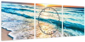Tablou - Plaja de la mare (cu ceas) (90x30 cm)