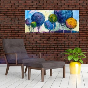 Tablou - Copaci, pictură în ulei (120x50 cm)