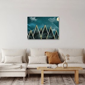Tablou - Lună plină deasupra munțiilor aurii (70x50 cm)