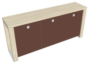 Dulap mic Verno+ 200 x 46 x 90 cm, uși de sticlă, salcâm / maro