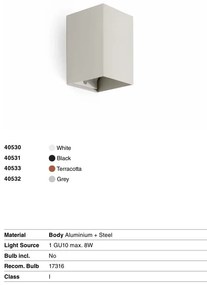 Aplica perete aluminiu alb, 1xGU10, LUNE square