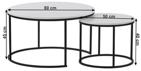 Set de doua mese de cafea, alb negru, IKLIN