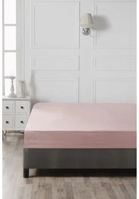 Cearceaf roz din bumbac cu elastic 140x200 cm – Mijolnir