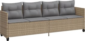 vidaXL Șezlong cu perne din poliratan bej