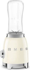 Blender Smeg PBF01CREU, 300 W, 2 x 600 ml, 20 000–24 000 rpm, Baza antiderapanta, Fara BPA, Otel inoxidabil, Crem