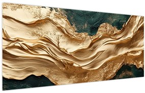 Tablou - Abstracție verde cu auriu II. (120x50 cm)
