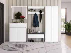 Mobilier hol Semplo II (Alb alpin + Negru) (cu oglindă). 1104736
