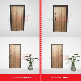 Usa metalica de intrare in apartament cu izolatie fonica   termica - Culoare Ciment Gri Inchis   Alb  Nuc ST, Gri Ciment / Alb