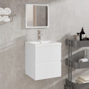 Dulap cu chiuveta de baie si oglinda, alb Alb, 41 x 38.5 x 45 cm, cu oglinda
