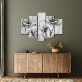Tablou - Flori alb-negru pe fundal (150x105 cm)