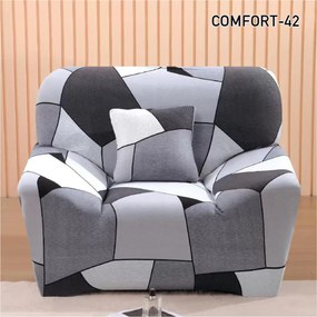 Set Huse Elastice, Canapea 3 locuri + 2 Fotolii, cu Brate, Spandex, Gri, HES-80