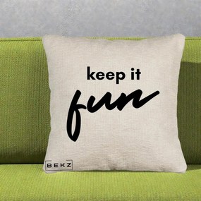 Perna Decorativa Keep It Fun, 40x40 cm, Bej Canapea, Husa Detasabila, Perna Inclusa, BEKZ®