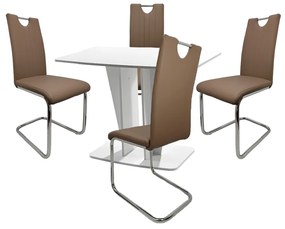 Set Masa Fixa Pal Alb  Si  4 Scaune Bucatarie/Dining Hyllda Maro