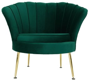Fotoliu în stil Art-deco, catifea Velvet smarald/crom auriu, NOBLIN NEW