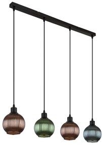 Lustra suspendata design modern ZUMBA 4L negru/multicolor
