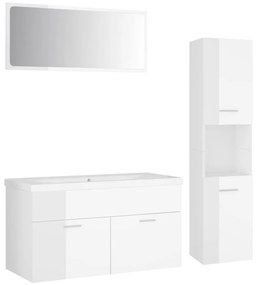 3071159 vidaXL Set mobilier de baie, alb extralucios, lemn prelucrat