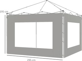 Outsunny Set de 2 laterale de cort, barnum 295x195 cm, Panouri de schimb din material pentru pergolă de 6x3 sau 3x3 m, gri | Aosom Romania