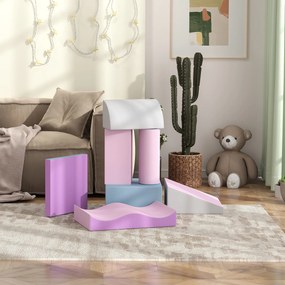 HOMCOM Set de Cuburi Moi pentru Copii, stimulează creativitatea, piele artificială, 40x40x20 cm, Multicolor, 1-3 ani | Aosom Romania