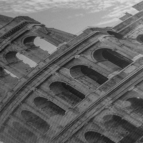 Tablou - Colosseum din Roma, alb-negru (cu ceas) (90x30 cm)