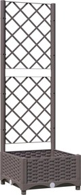 vidaXL Jardinieră de grădină cu spalier maro, 40x40x121,5 cm, PP