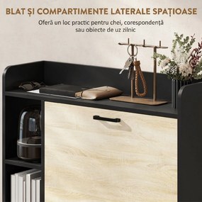HOMCOM Dulap pentru pantofi slim cu 2 sertare și 3 compartimente deschise, Capacitate 15 perechi, 83x24x90.5 cm, Negru | Aosom Romania