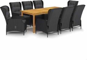vidaXL Set mobilier de grădină, 9 piese, gri închis
