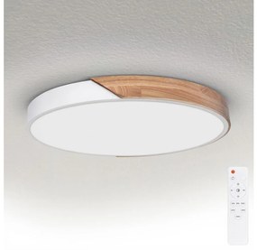 Brilagi - Plafonieră LED dimabilă PILANA LED/60W/230V, stejar/alb, Ø 60 cm + telecomandă