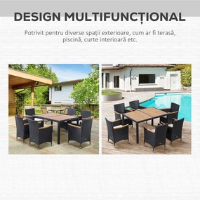 Outsunny Set Masă și Scaune de Grădină din 7 Piese, 13x90x75 cm, Negru | Aosom Romania