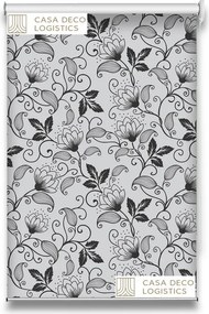 Roletă textilă Floral 8014 albă cu model floral gri elegant