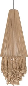 Lustră suspendată din bumbac și metal, natur, cu franjuri, finisaj natural, 100 x 36 cm, „Bonneval”