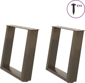 vidaXL Picioare pentru masă de cafea în formă de U, 2 buc., oțel natural, 50x(42-43) cm