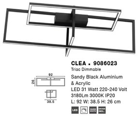 Lustra LED dimabila aplicata design modern CLEA negru 31W
