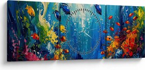 Tablou - Pictura lumii subacvatice (cu ceas) (90x30 cm)