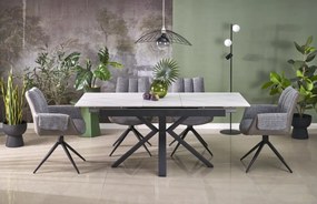 Masa extensibila Platan marmura alba/negru L140-180 cm