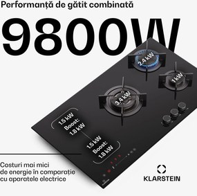 Klarstein MultiChef 5, plită cu inducție și gaz, 5 zone de gătit, 3 arzătoare cu gaz, 2 plite cu inducție, FlexZone