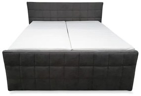 Pat tapițat reglabil electric HELEN 180x200 cm, gri, cu saltele și topper