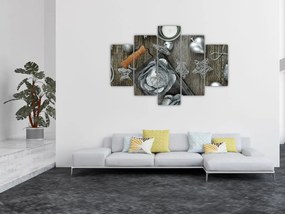 Tablou - decorațiuni argintii de Crăciun (150x105 cm)