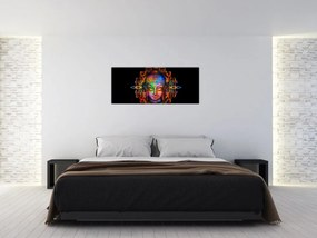 Tablou - Bustul lui Buddha în culori neon (120x50 cm)