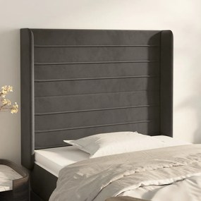 vidaXL Tăblie de pat cu aripioare gri închis 93x16x118/128 cm catifea