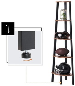 Etajera colt TAYLOR 5 polite 159x34 cm, rustic maro