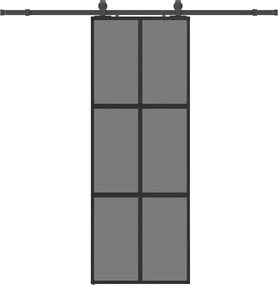 vidaXL Ușă glisantă cu set feronerie neagră 76x205cm sticlă securizată