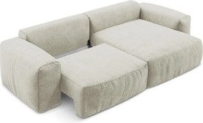 Colțar bej extensibil cu tapițerie din chenille (cu colț pe partea dreaptă/cu șezlong) Kuki – Makamii