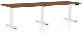 Masă înălțime reglabilă OfficeTech Long, 240 x 80 cm, picioare albe, stejar silverjack