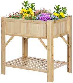 Outsunny Pat de Grădină pentru Legume cu 6 Compartimente, Jardinieră din Lemn de Brad, Suport pentru Plante Exterior, 78.5x58x81 cm | Aosom Romania