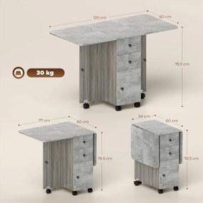 HOMCOM Masă Rabatabilă pentru Maxim 6 Persoane cu 2 Sertare, Dulap și Raft Posterior, 120x60x76.5 cm, Alb | Aosom Romania